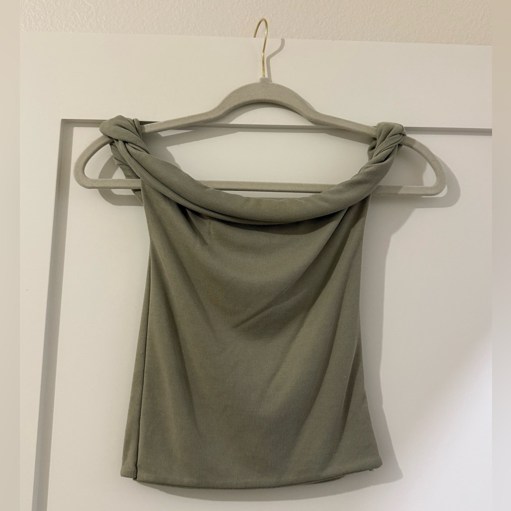 Cotton On Off-Shoulder Pale Green Crop Top